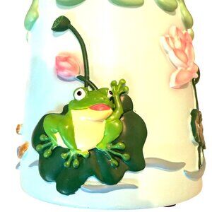 3D Resin Frog Planter Pot Lotus & Lily Pad Whimsical Home Or Garden Décor